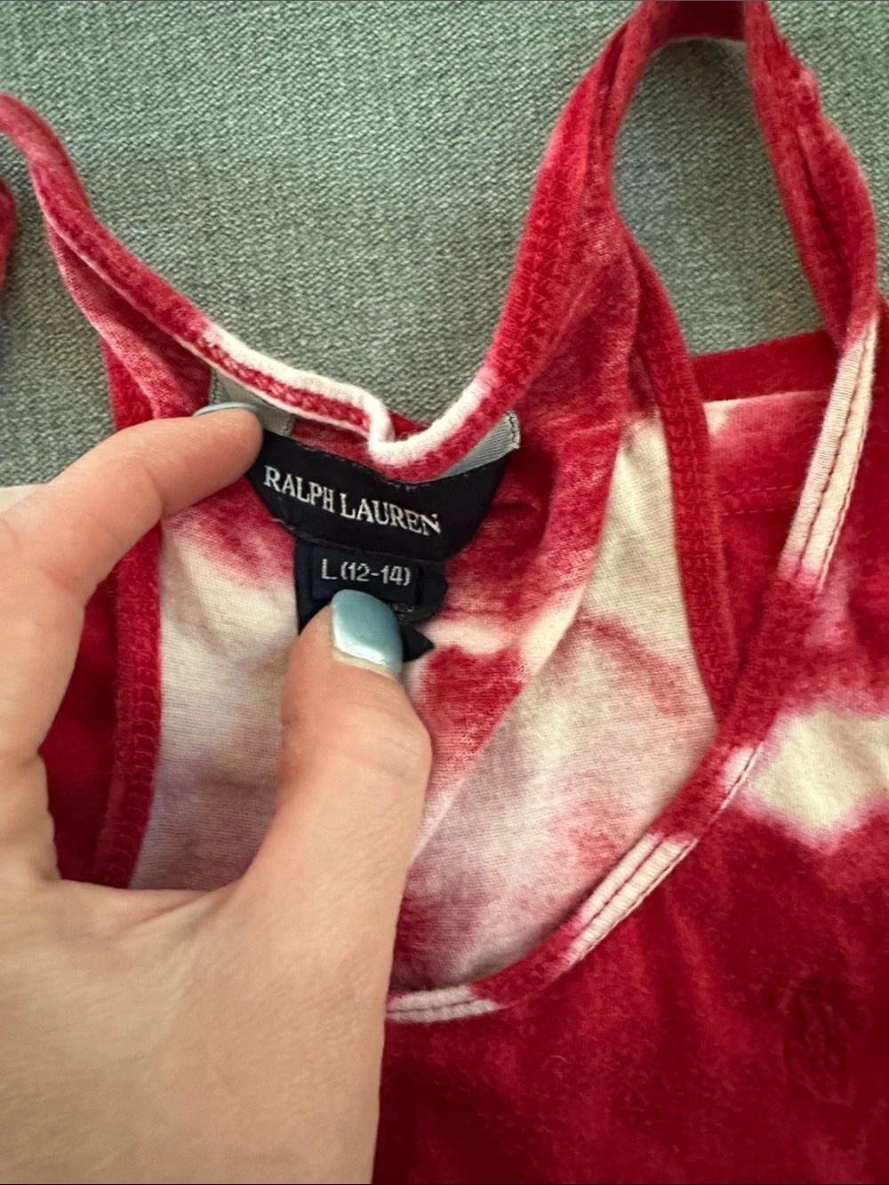 Ralph Lauren Kids Red and White Tie-Dye Racerback Maxi Dress